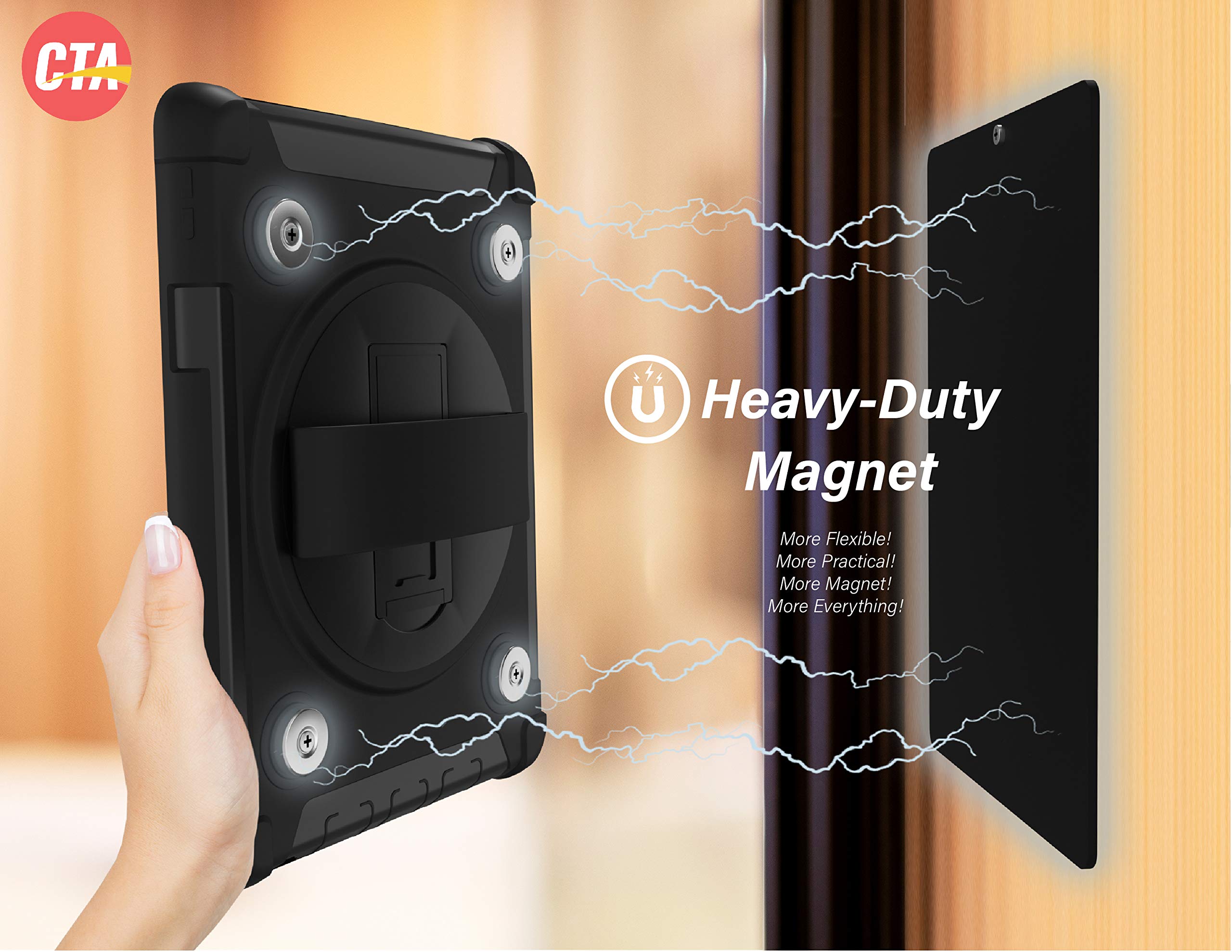 Waterproof iPad Case with Magnetic Attachment - Shockproof Protective Cover with Metal Mounting Plates for iPad Air 2, iPad 5th/6th Gen & iPad Pro 9.7