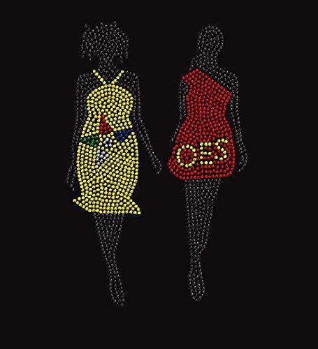 OES Eastern Star Lady Iron-On Rhinestone Transfer Patch - Masonic Emblem for Jackets, Vests, and Bags | DIY Embroidered Decoration for Women's Apparel
