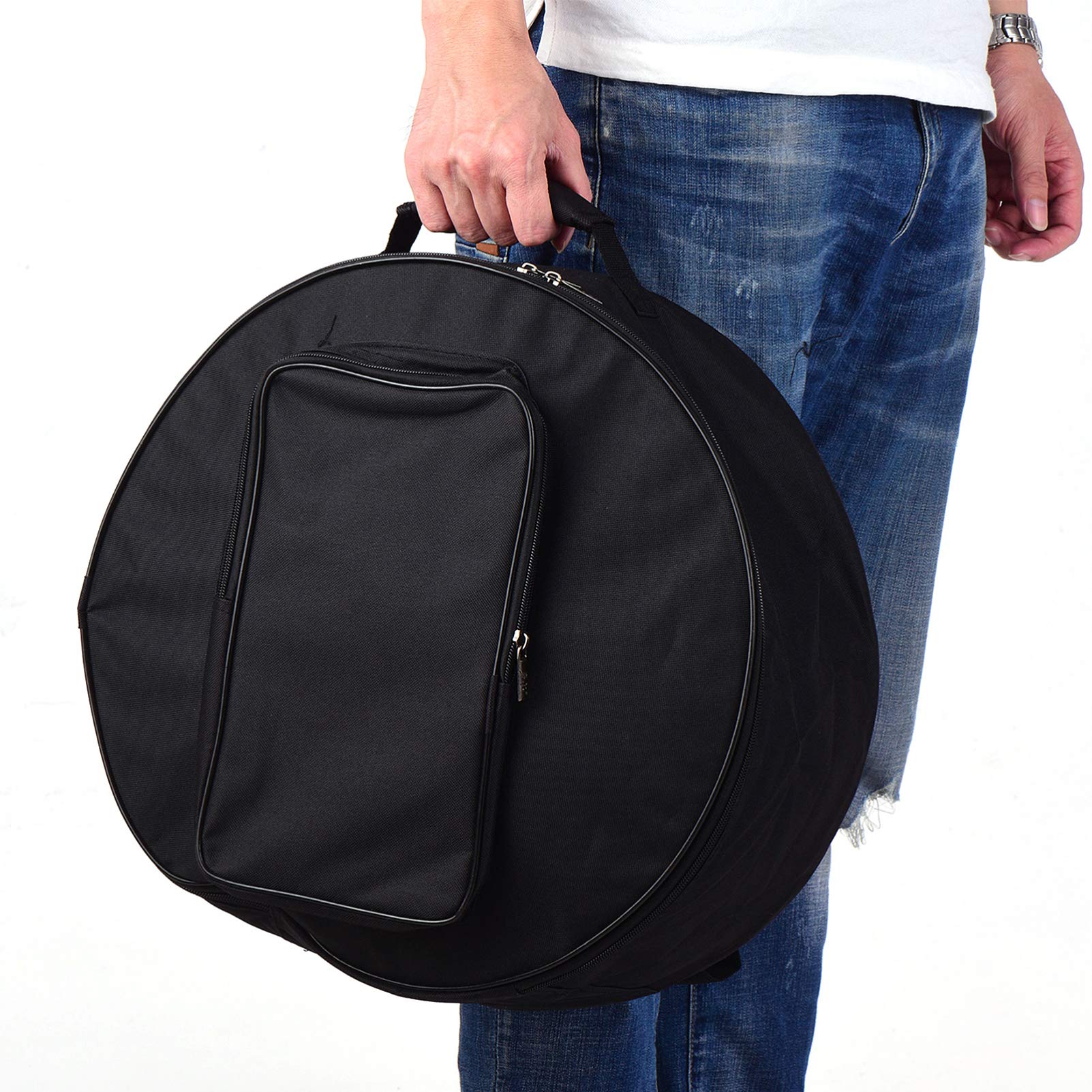 13-14 Inch Black Travel Backpack for Drum Practice Pad & Cymbal - Portable Drum Set Bag with Durable Cloth Material - Perfect for Musicians, Drummers & Band Practice On-The-Go
