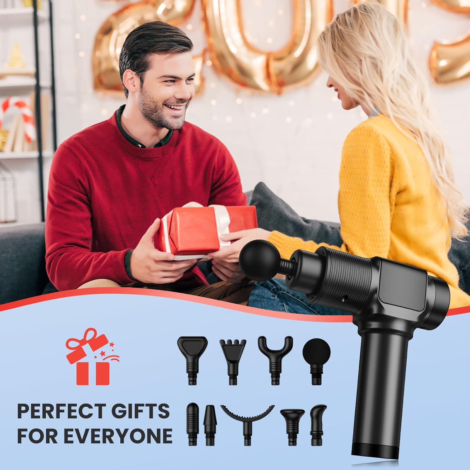 Deep Tissue Massage Gun for Pain Relief - Percussion Muscle Massager for Athletes & Recovery, Handheld Electric Massage Gun with 30 Speed Levels & 9 Attachments - Perfect for Post-Workout, Back Pain, and Muscle Relaxation at Home or Gym