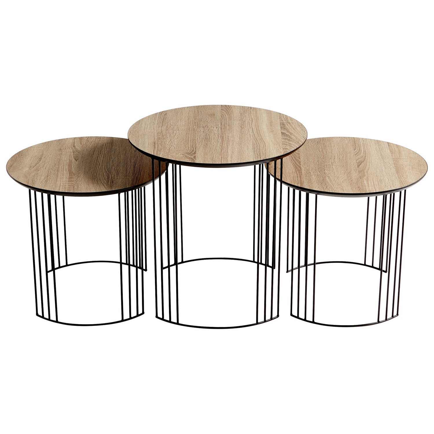Cyan Design 09629 Electric Moon Nesting Table Set - Oak Veneer & Black Finish - Modern Side Tables for Living Room, Bedroom, or Office Decor