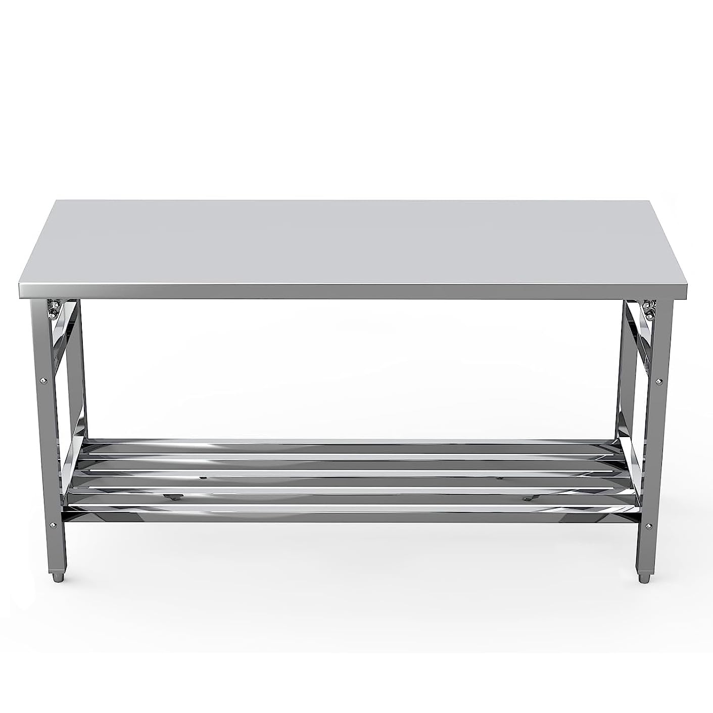 24 x 60 Inch NSF Commercial Heavy-Duty Stainless Steel Folding Table with Undershelf - Restaurant Prep Work Table, Kitchen Island for Home & Commercial Use - Perfect for Food Prep, Catering, Buffets & Small Space Dining Areas
