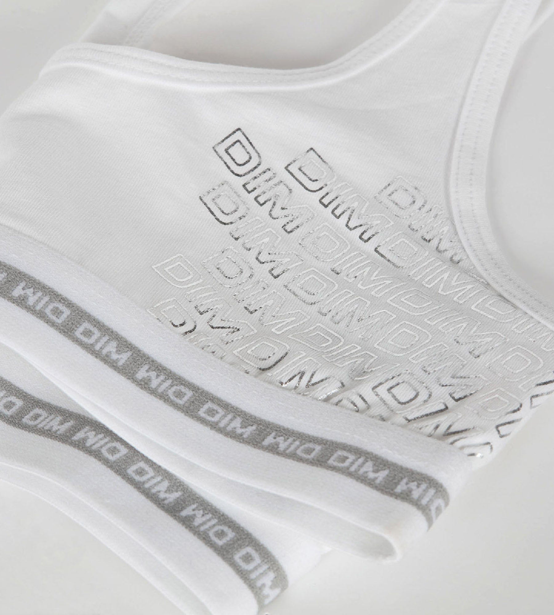Dim Sport Girls' Cotton Stretch Sports Bra with Silver Prints - Comfortable & Breathable for Active Play, Gym & Everyday Wear