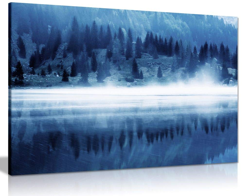 Blue Glacial Lake Canvas Wall Art Print - 36x24 Inches - Modern Home Decor for Living Room, Bedroom & Office