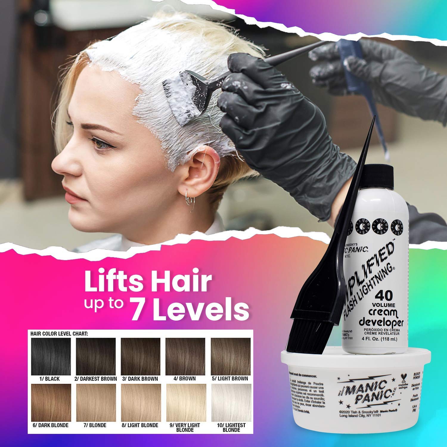 MANIC PANIC Fuschia Shock Dark Pink Semi-Permanent Hair Dye Kit with 40 Volume Bleach Developer, Clarifying Shampoo & Color-Safe Conditioner Set - Vibrant Fashion Hair Color for Parties, Cosplay & Creative Styling