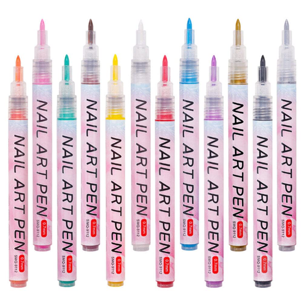 FOMIYES 12pcs Nail Art Pen Set - Quick Dry Nail Polish Drops, Acrylic Paint Brush for Nail Art Designs - Perfect for DIY Manicures, Salon Professionals & Nail Art Enthusiasts