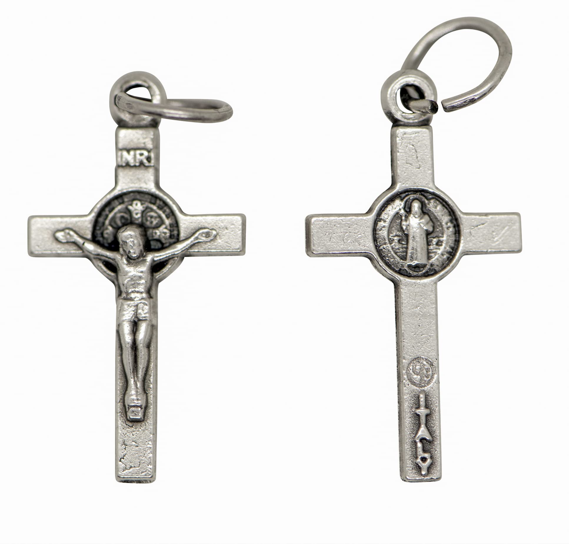 St. Benedict Crucifix Charm - 10 Pack for Necklace & Bracelet - Religious Jewelry Gift