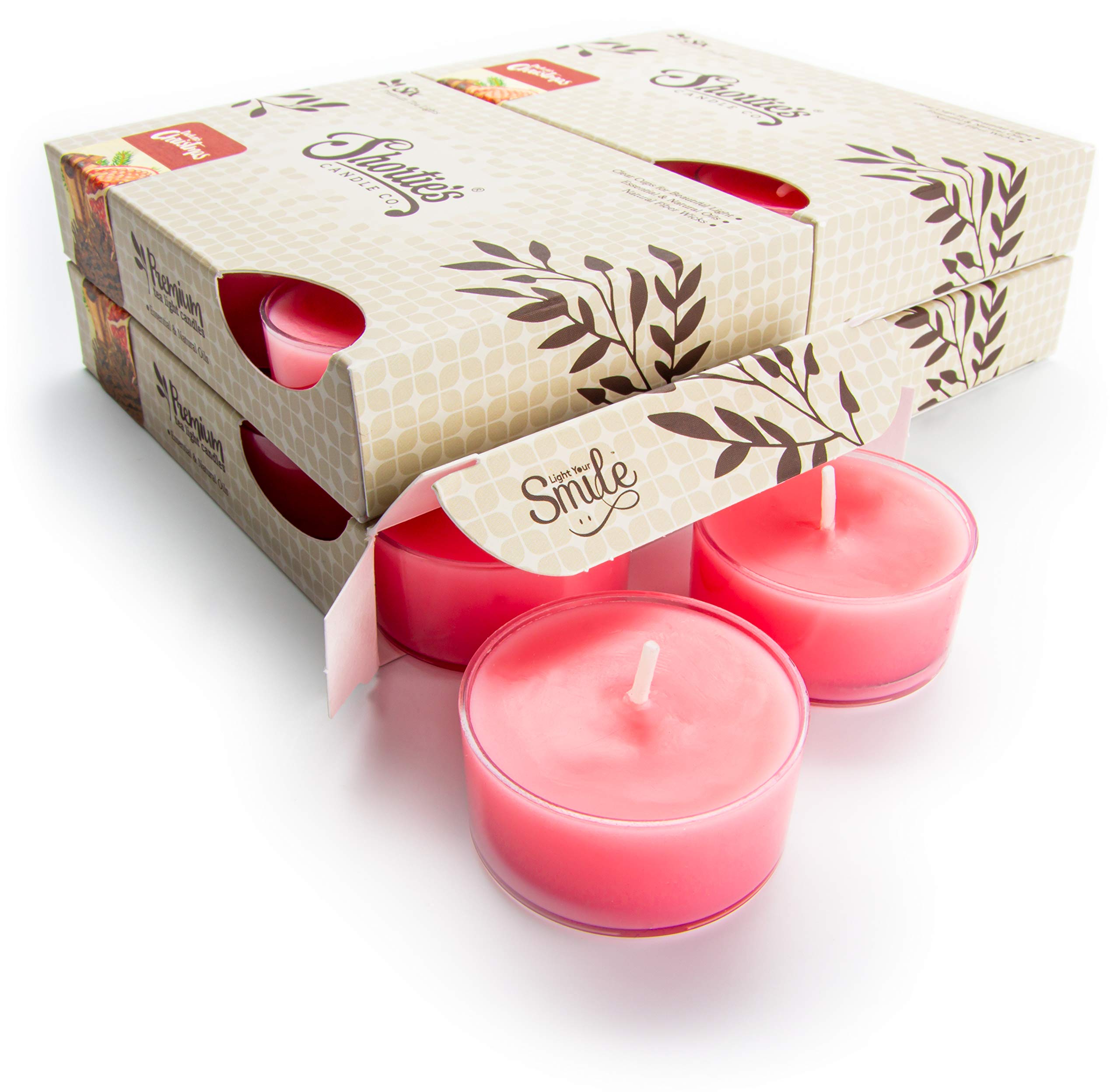 Dickens Christmas Premium Tealight Candles Bulk Pack - 24 Pink Highly Scented Tea Lights for Holiday Decor, Wedding Centerpieces & Romantic Ambiance - USA Made Christmas Candles