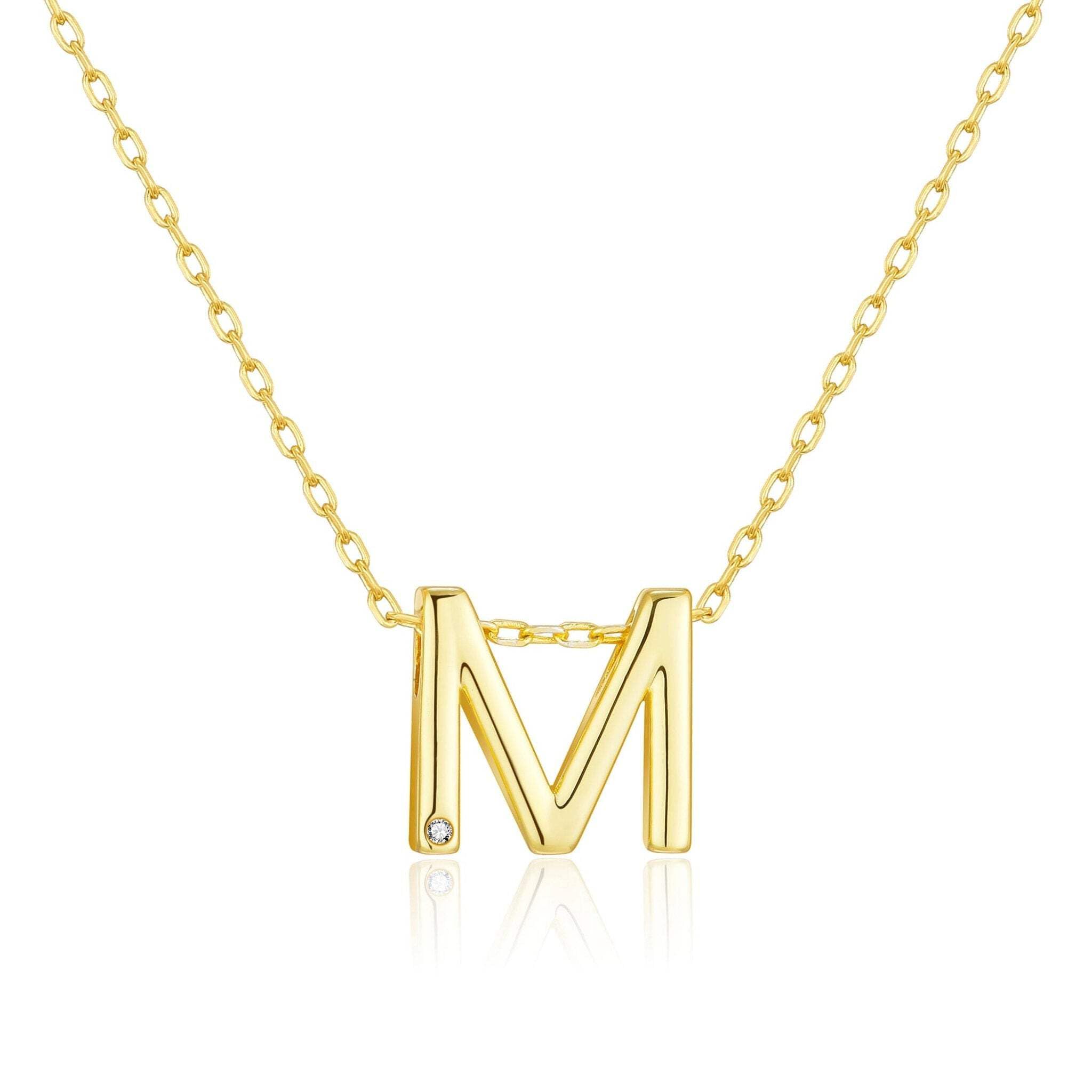 Gold Plated Initial Necklace A-Z with Zircondia® - Perfect Gift for Her