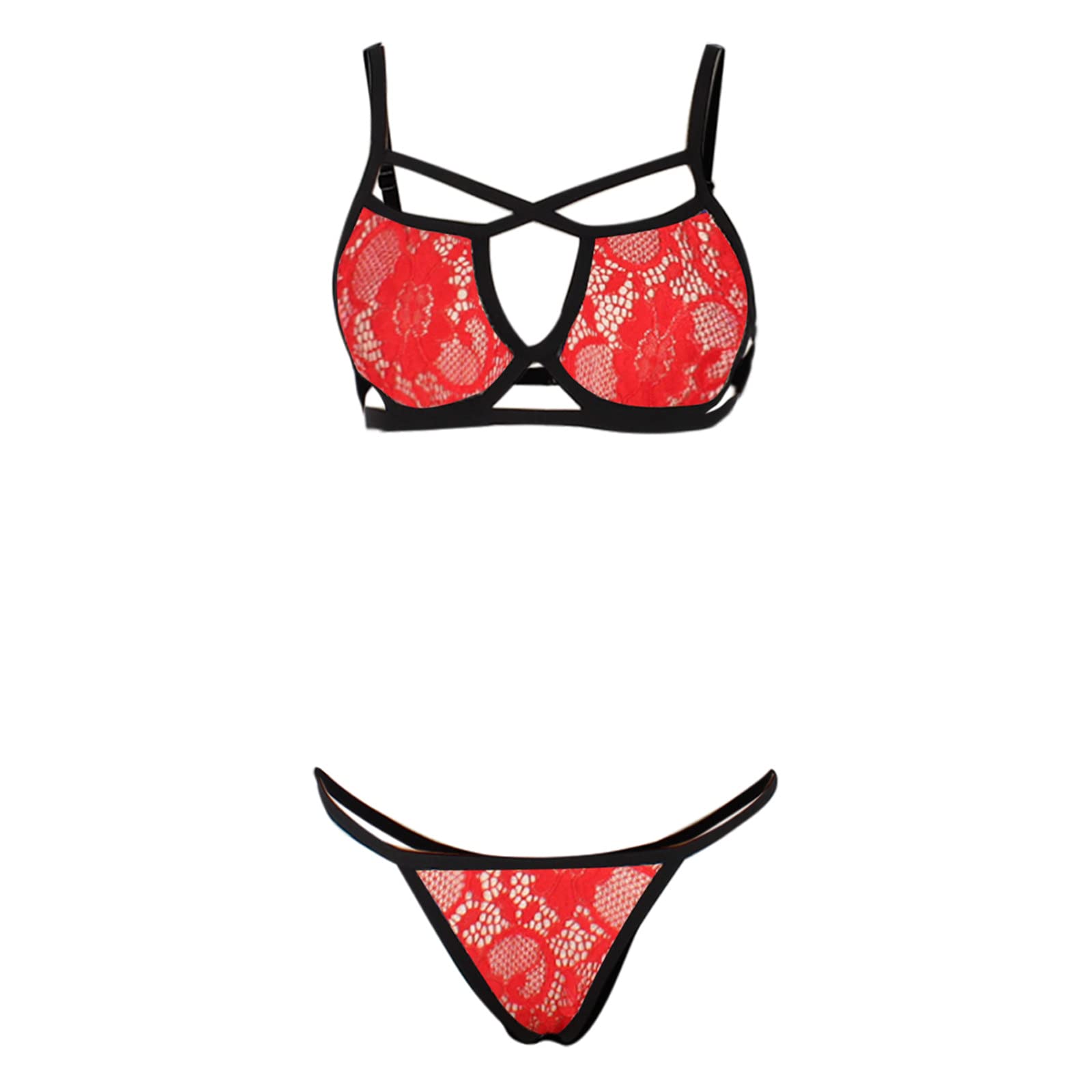 Sexy Women's Lingerie Set - Elegant Triangle Cup Bra with Halter Ties, Choker Harness & High Waisted Thong | Valentine's Day Gift, Bridal Nightwear, Boudoir Photoshoot