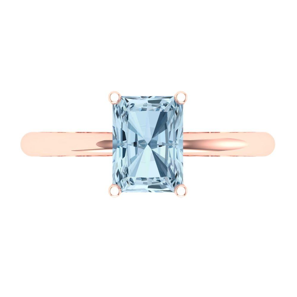 1.75ct Natural Aquamarine Engagement Ring 18K Rose Gold - Radiant Cut Solitaire Wedding Band for Women, Bridal Promise & Anniversary Jewelry - Perfect for Proposals, Weddings & Special Occasions