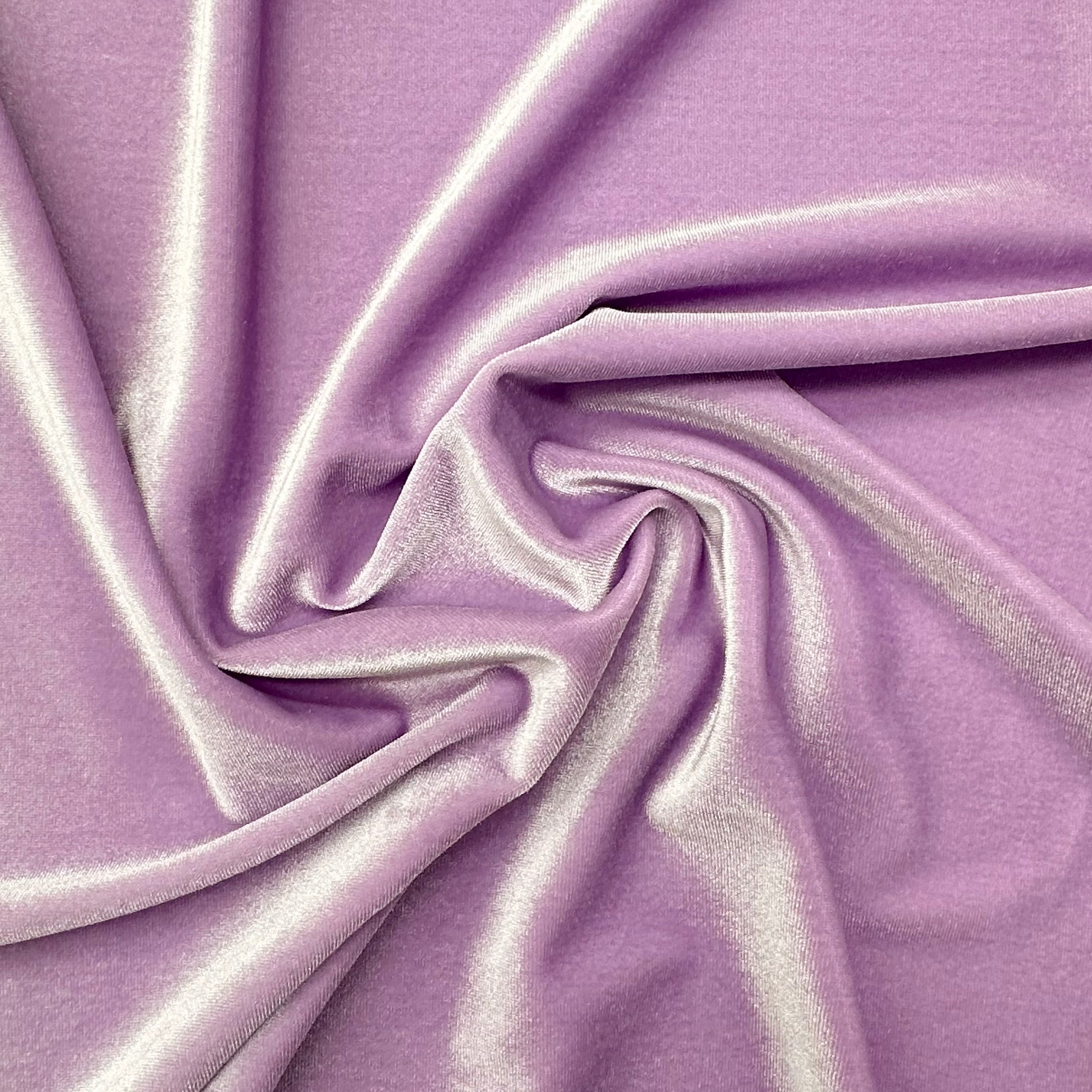 2-Way Stretch Velvet Fabric - Soft Lilac Color for DIY Dresses, Curtains & Home Decor Projects