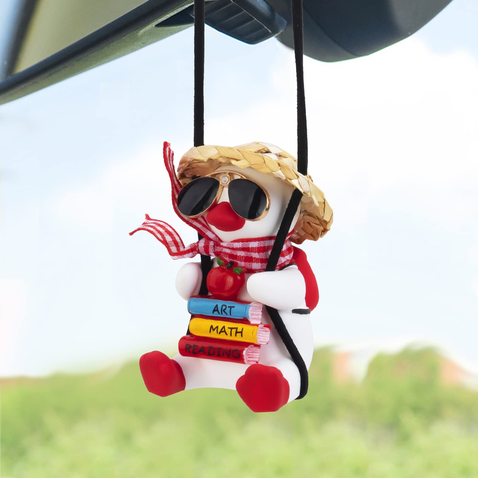 Wonuu Shaking Duck Car Hanging Ornament - Cute Duck Mirror Decor for Rear View Mirror, Fun Car Interior Accessories & Sunglasses Holder - Perfect for Road Trips, Commuting & Adding Personality to Your Vehicle