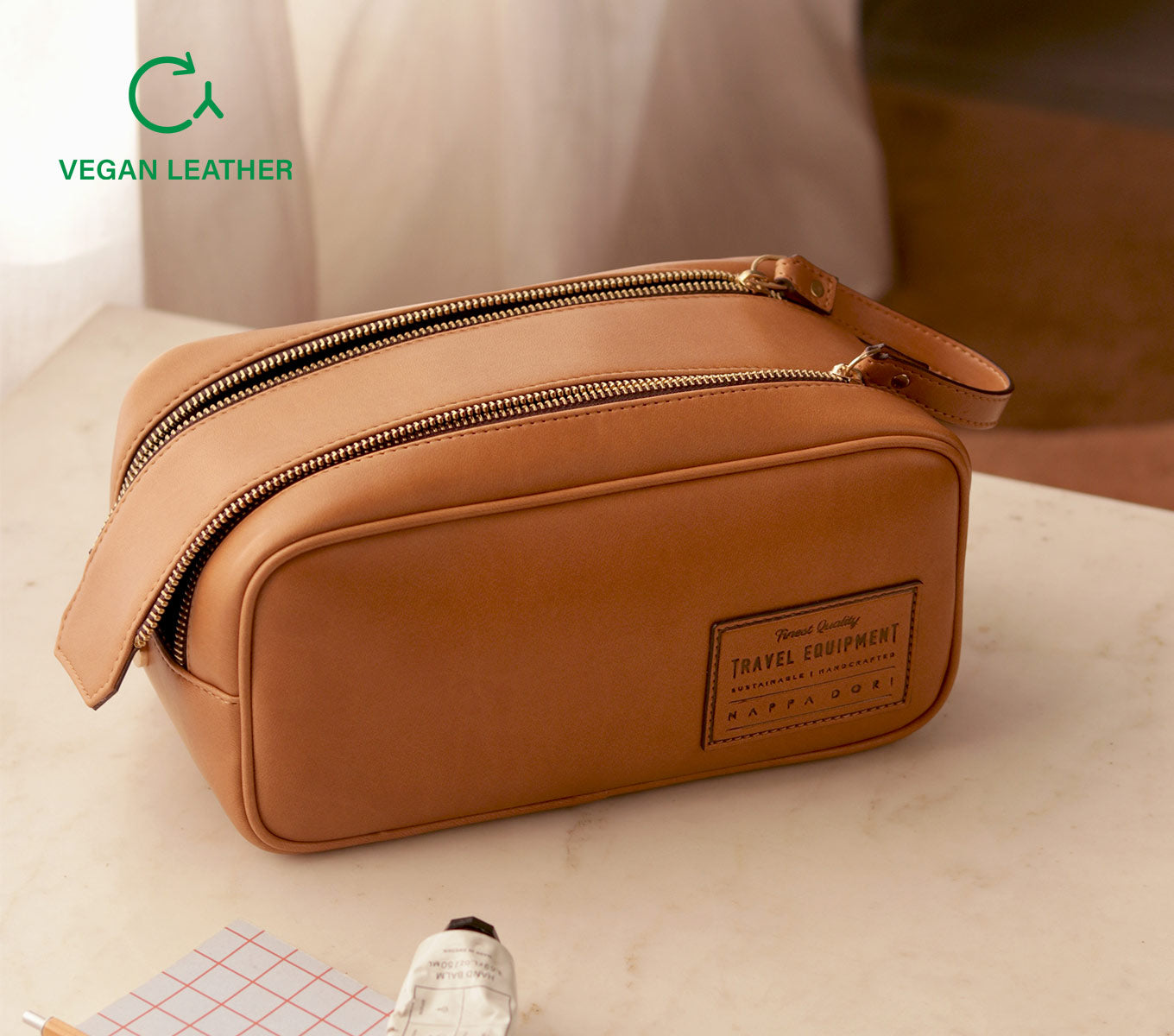 Premium MARLOW DOPP KIT Genuine Apple Leather Travel Toiletry Bag - Perfect for Men's Grooming Essentials, Gym, Camping & Business Trips