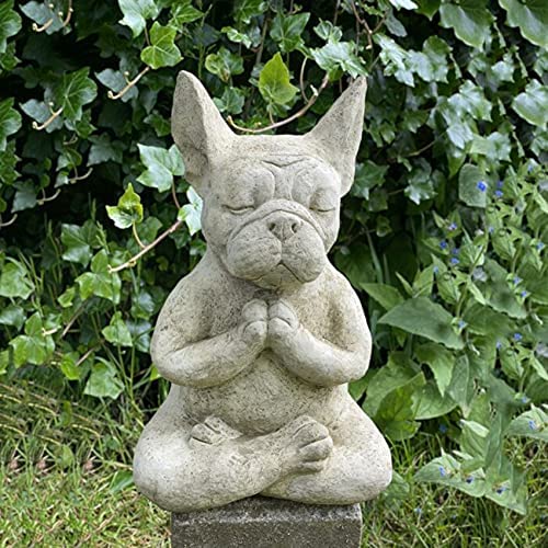 Resin Meditation Sitting French Bulldog Sculpture - Outdoor Garden Statue, Patio & Lawn Decor, Yoga Dog Statue for Home Office Ornament | Perfect for Zen Gardens, Yoga Studios & Meditation Spaces (Meditating Bulldog)