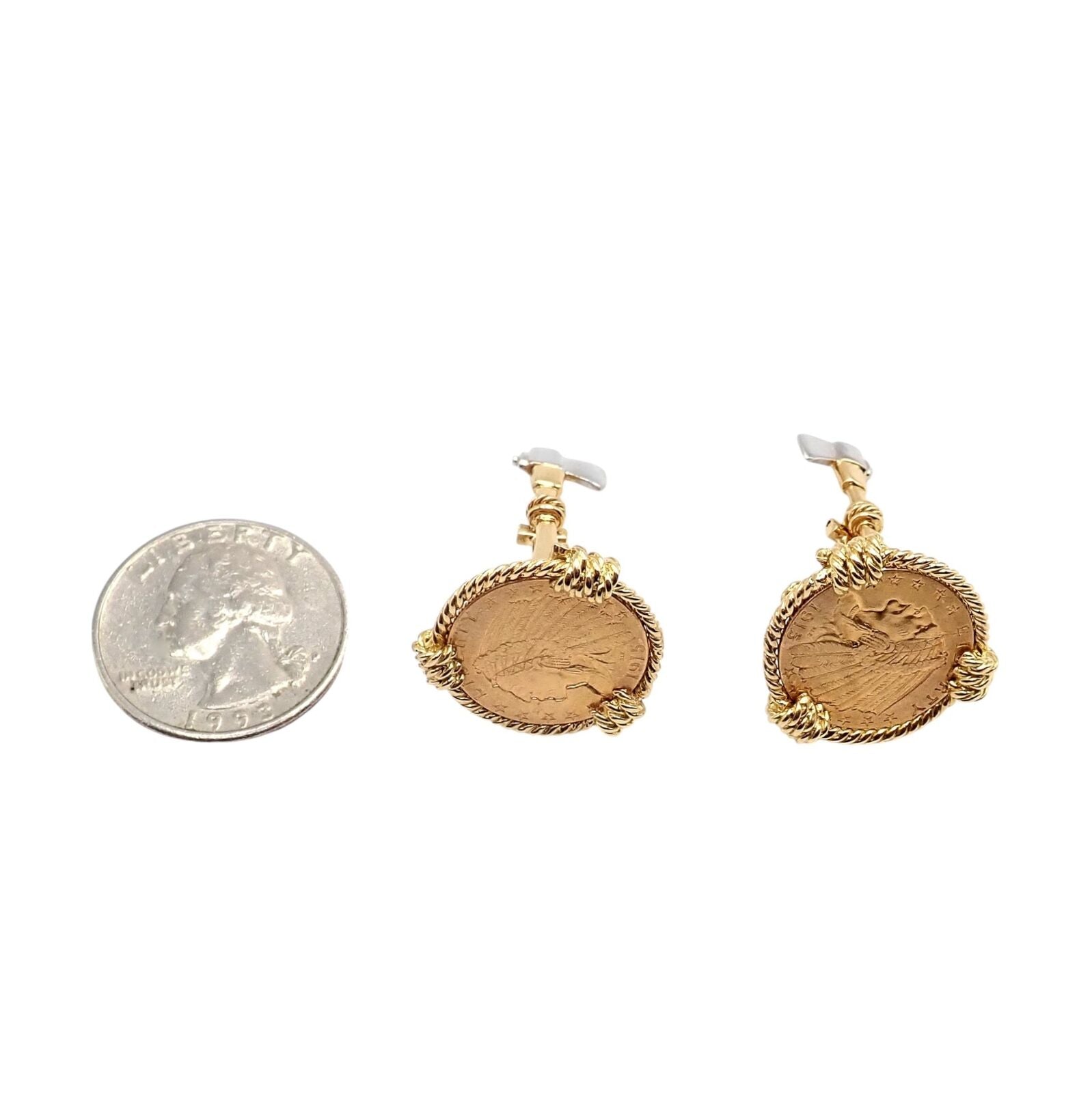 18k & 22k Gold Indian Head Coin Cufflinks for Men - Verdura Five Buck Luxury Jewelry - Perfect for Weddings, Business Meetings & Formal Events