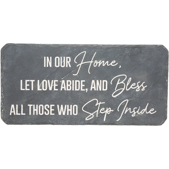 Beautiful Garden Stepping Stones - 'In Our Home, Let Love Abide' Decorative Pathway Stones for Outdoor Landscaping - Perfect for Walkways, Flower Beds and Garden Decor