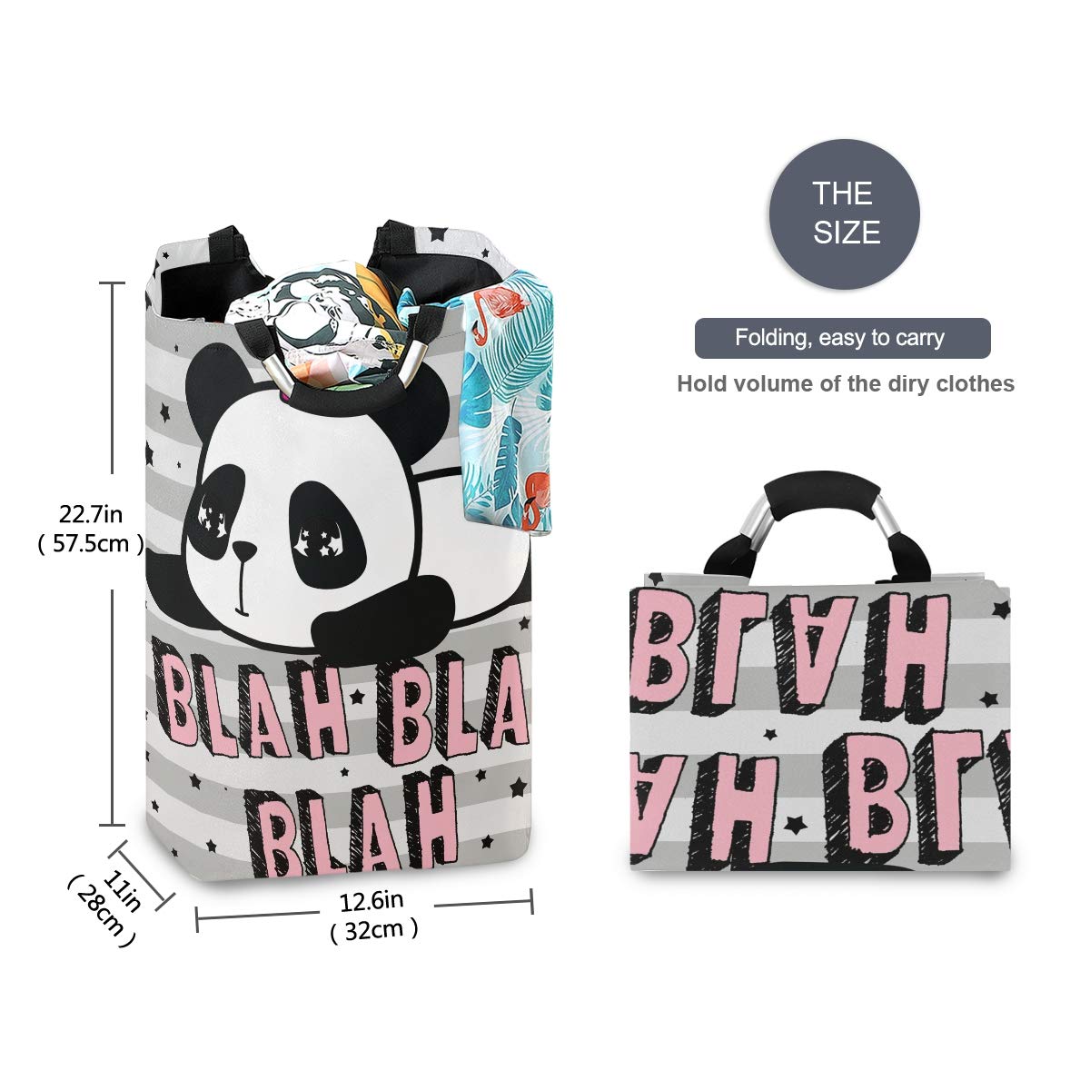 Blueangle Cute Panda Laundry Basket - Collapsible Clothes Hamper with Handles, Durable Fabric Storage Bin for Dirty Laundry Organization (Large Capacity, Perfect for Bedroom, Bathroom, Kids Room & Dorm)