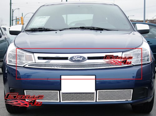 APS Compatible with Ford Focus 2008-2011 Main Upper Stainless Steel Chrome Mesh Front Grill Grille Insert F76662T - Upgrade Your Car's Appearance for Street Style & Show Car Look
