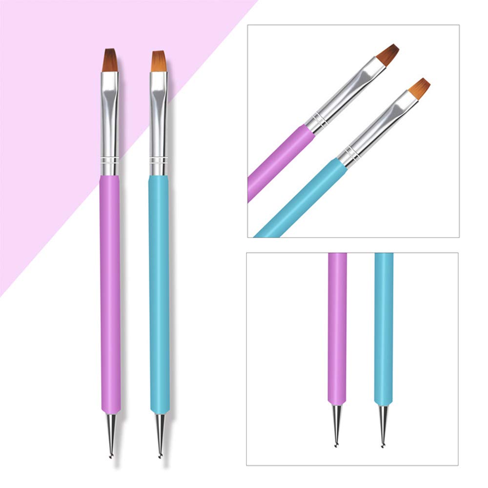 Dual-End UV Nail Brush & Dotting Pen Set for Nail Art - Professional Blue Nail Design Tools for Gel Polish & Acrylic Nails - Perfect for Salon, Home Manicure & DIY Nail Art