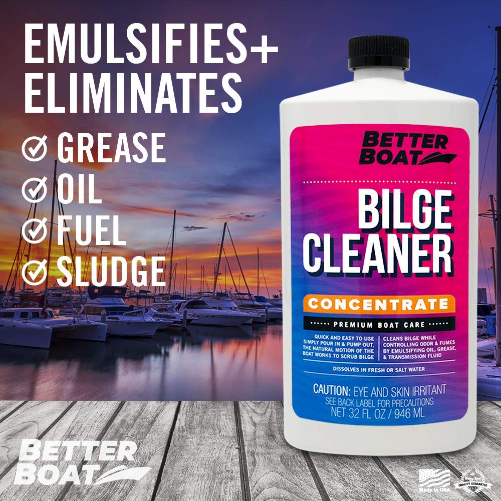 Premium Marine Bilge Cleaner Concentrate - Heavy Duty Boat Degreaser for Oil, Grease & Fuel Removal | Best Fiberglass Boat Soap & Maintenance Cleaner | Ideal for Bilge Cleaning, Engine Rooms & Marine Surface Care