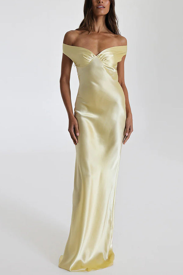 Elegant Solid Color Off Shoulder Backless Slim Maxi Dress for Women - Perfect for Beach Vacations, Summer Parties & Date Nights