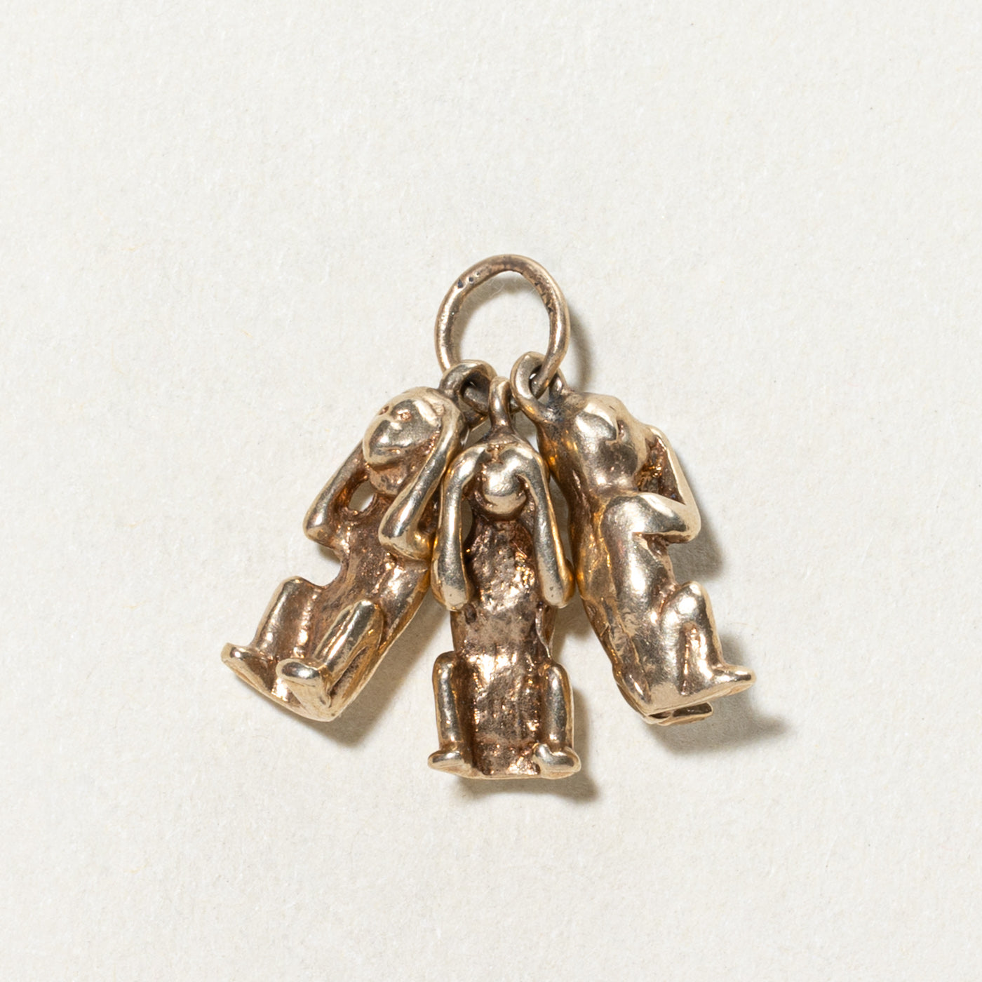 10K Yellow Gold Three Wise Monkeys Charm Pendant - Symbol of Wisdom & Good Luck - Perfect for Necklace, Bracelet & Jewelry Making - Ideal Gift for Graduation, Birthday & Spiritual Occasions