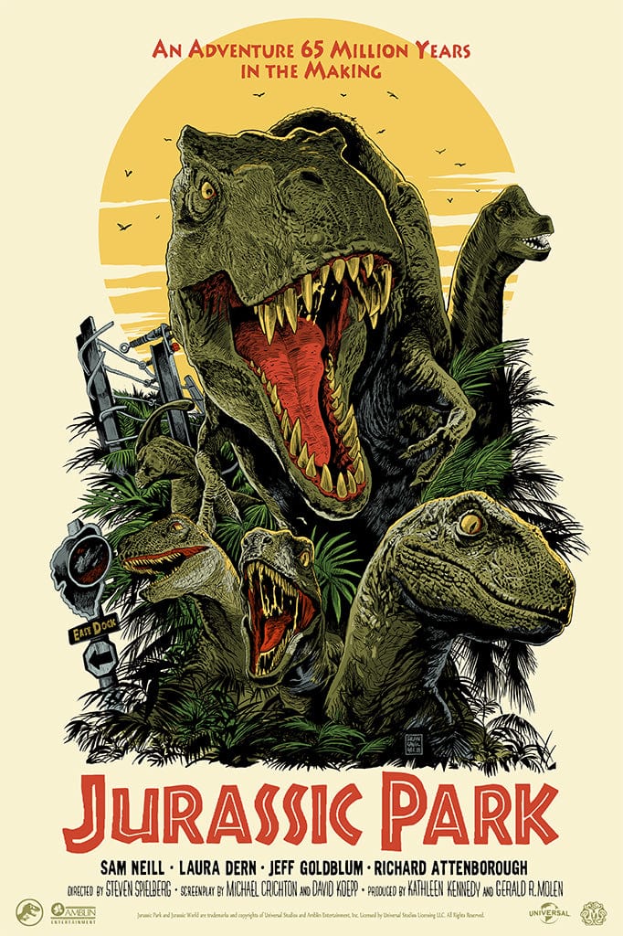 Jurassic Park Movie Poster - High Quality Dinosaur Wall Art Decor for Home, Office, Theater Room - Perfect Gift for Fans & Collectors