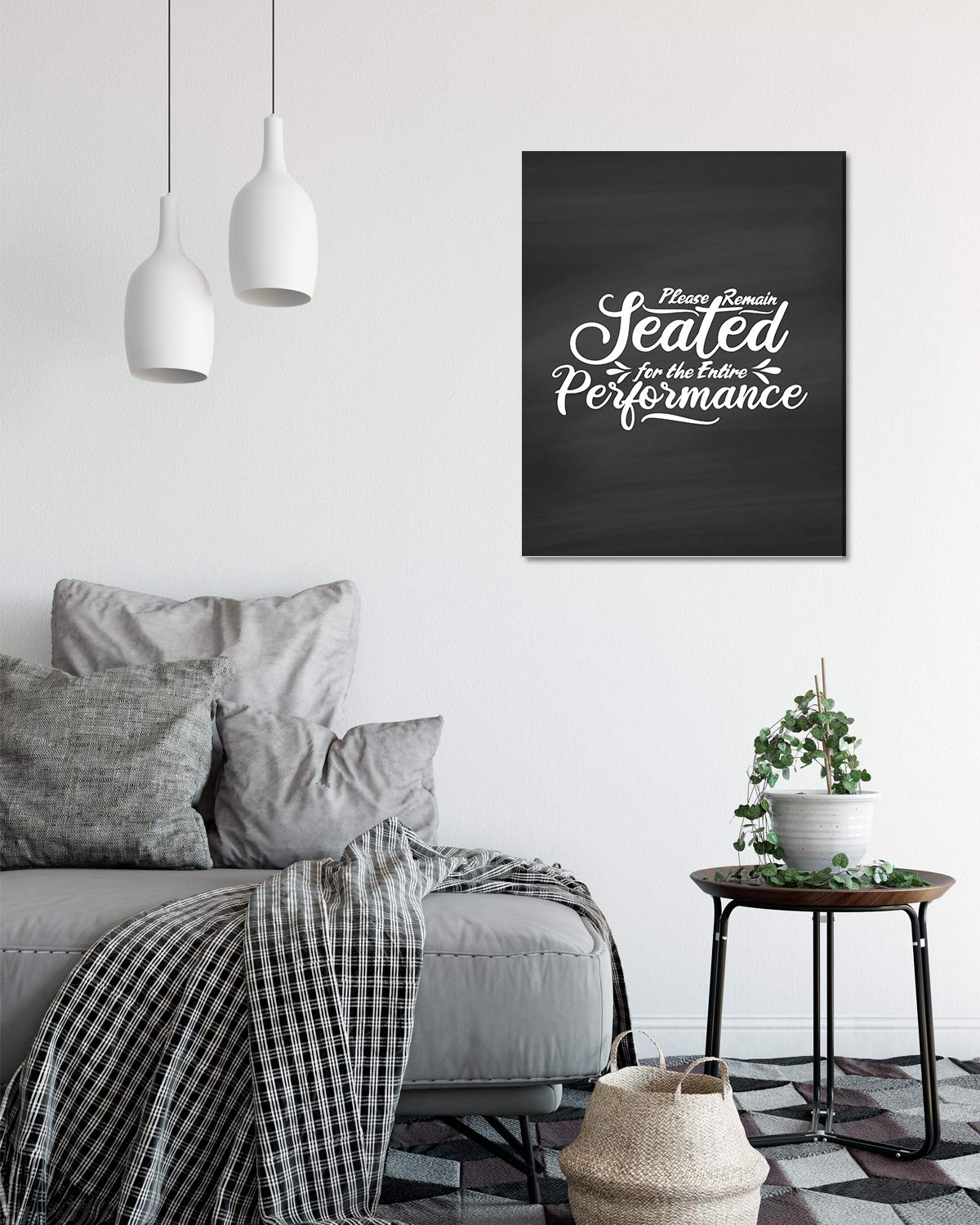 Please Remain Seated for the Entire Performance Wall Art Print - 32x40 Inch Unframed Canvas Poster - Modern Bathroom Decor & Powder Room Wall Decor - Perfect for Home, Office or Gift Giving