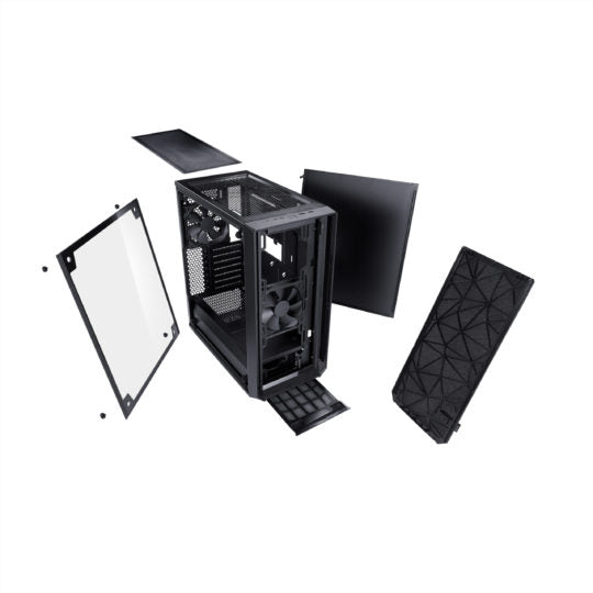 Meshify C Blackout Tempered Glass PC Case - High Airflow Mid-Tower Computer Chassis for Gaming & Workstation Builds (Home Office, Streaming, Esports)