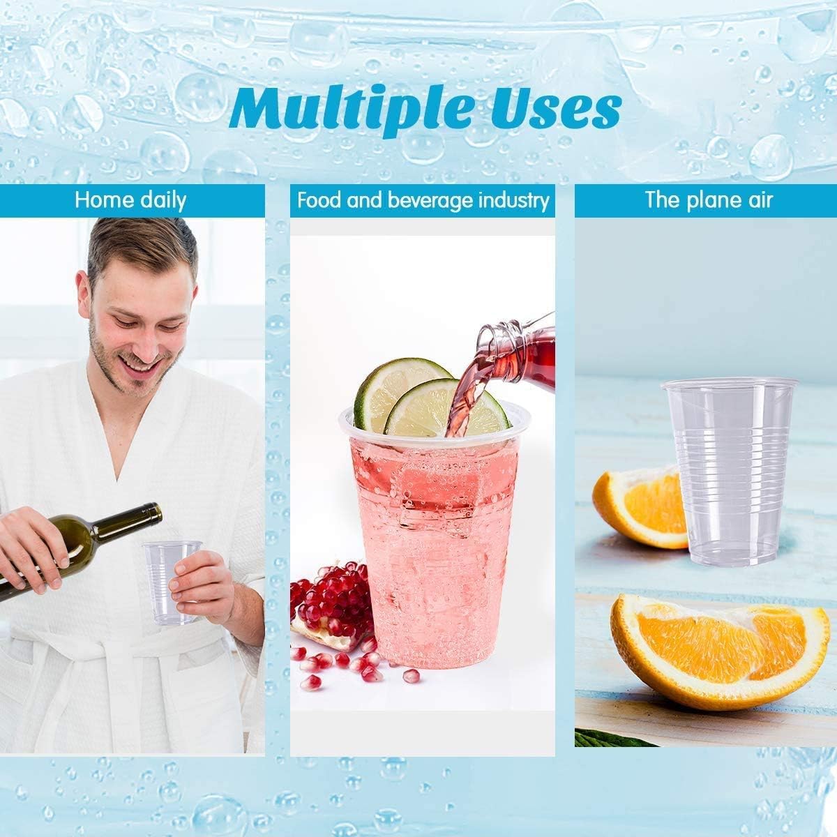 7 Oz Clear Plastic Disposable Drinking Cups - Bulk Pack of 100, BPA-Free Party Cups for Cold Beverages, Perfect for Home, Office, and Outdoor Gatherings