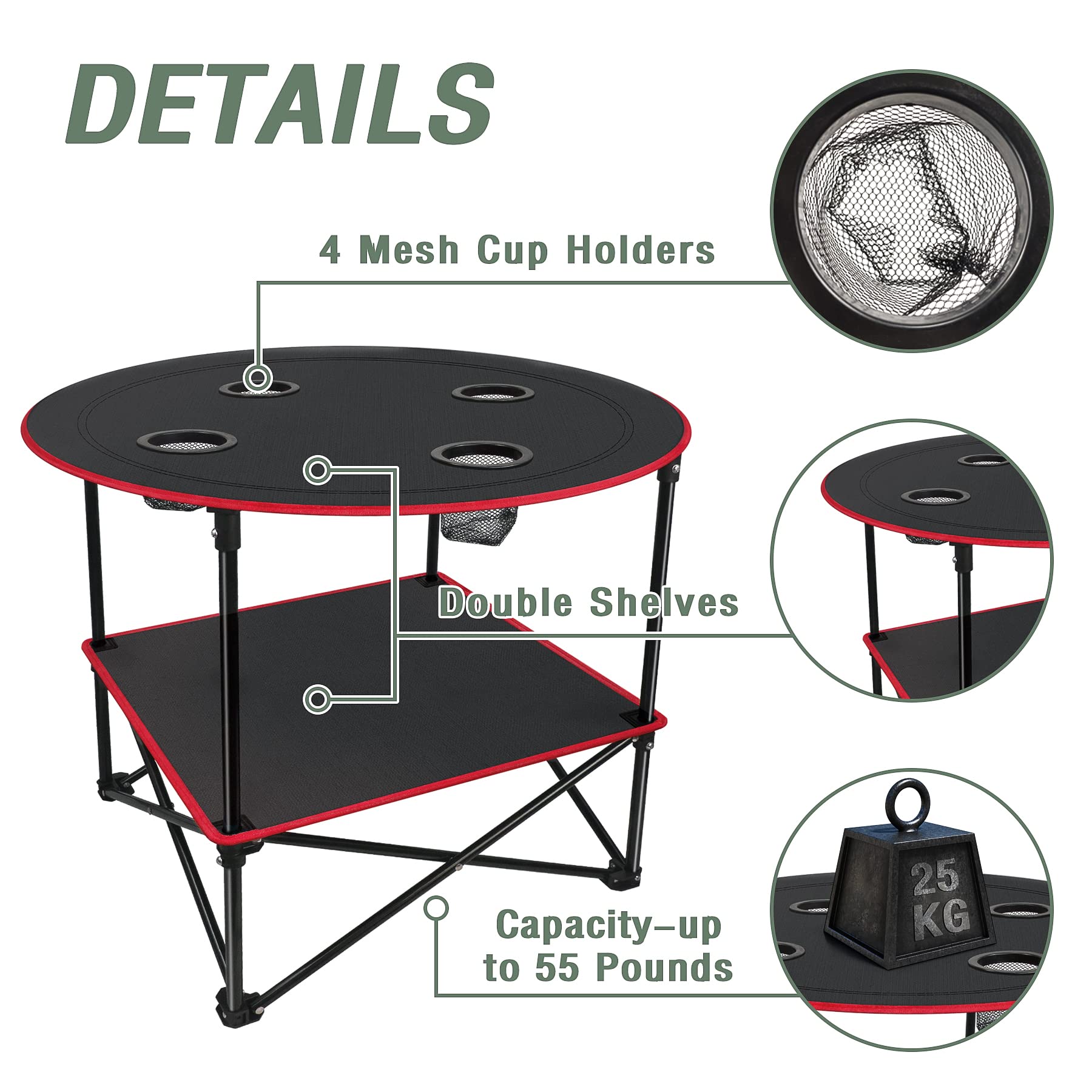 Portable Folding Picnic Table - Lightweight Outdoor Camping Table with Carry Bag for Beach, Park, Backyard & Tailgating Parties