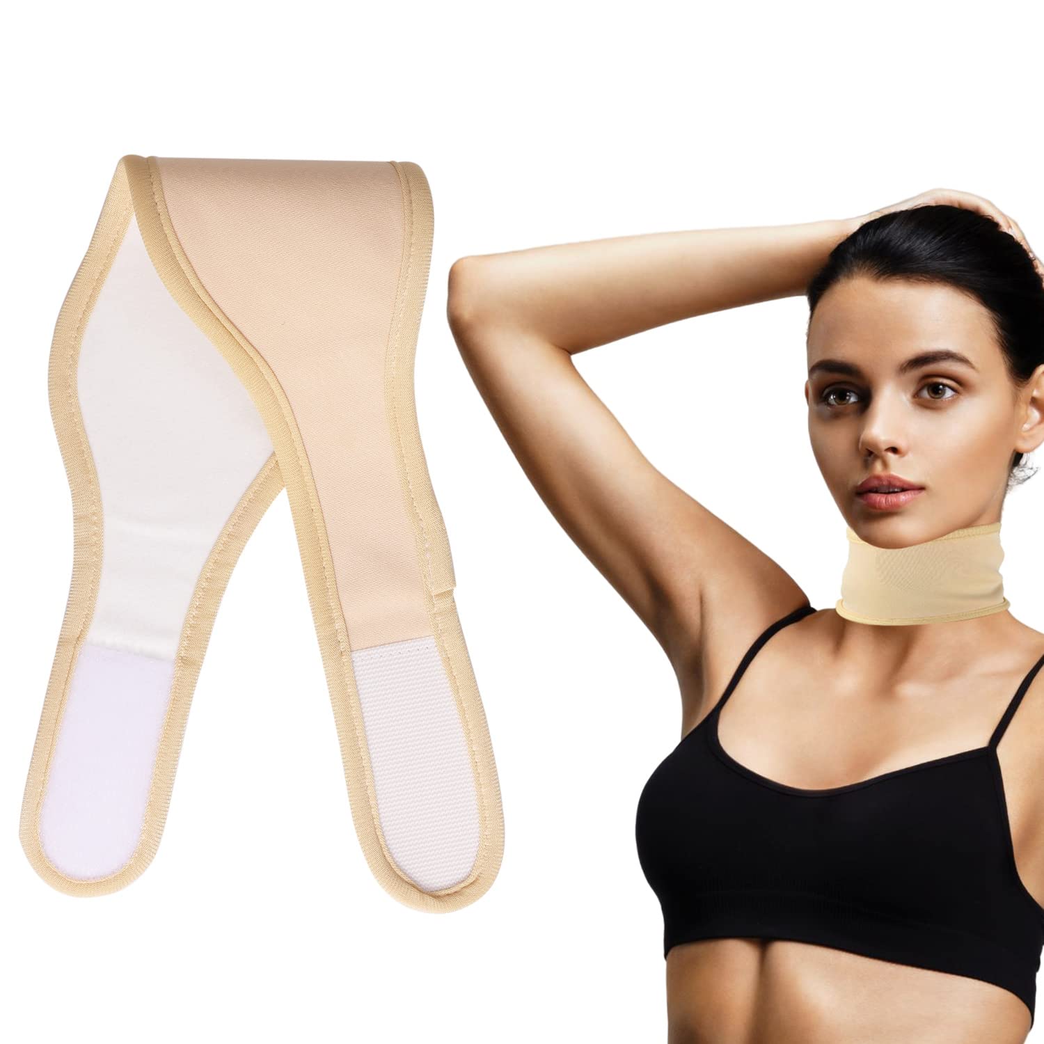 Organic Castor Oil Pack for Neck Pain Relief - Reusable & Adjustable Cotton Wrap with Magic Adhesive (Khaki) | Natural Therapy for Muscle Relaxation, Lymphatic Drainage & Skin Care - Castor Oil Not Included