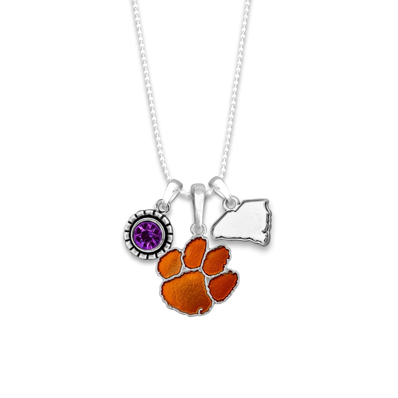 Clemson Tigers Home Sweet Home Silver Crystal Necklace - Elegant Jewelry Gift for Women, No Gemstone - Perfect for Game Days, Graduation Gifts & Special Occasions