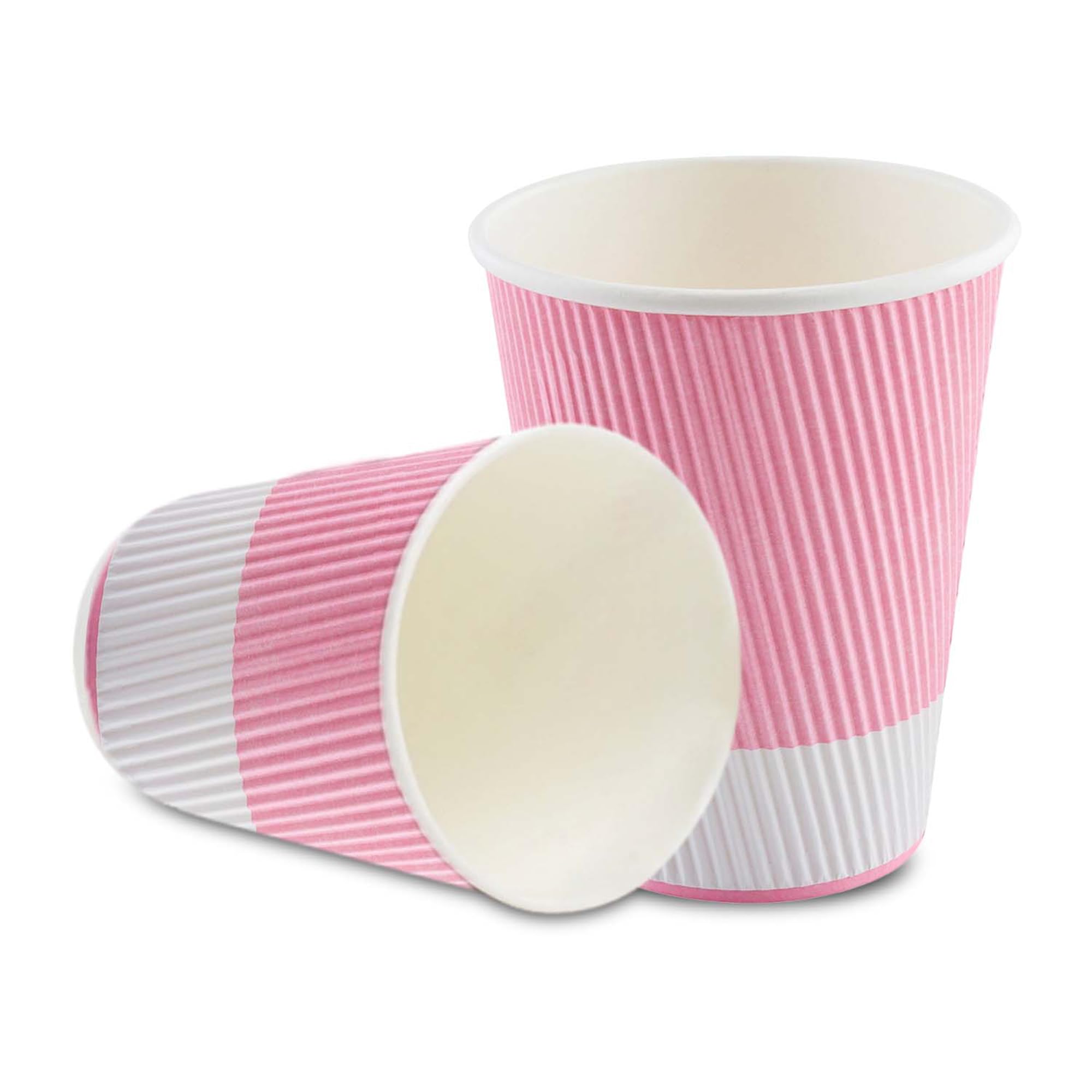 12oz Disposable Coffee Cups - 500 Pack Insulated Paper Hot Cups with Rolled Rim, Light Pink | Perfect for Coffee, Tea, Hot Chocolate | Ideal for Cafes, Offices, Events & Takeout