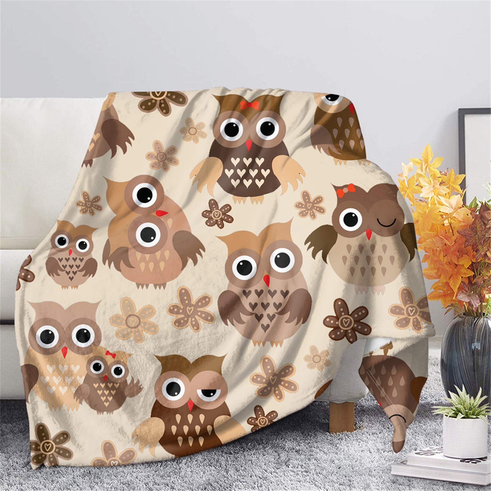 Upetstory 45x60 Inch Soft Plush Owl Blanket for Kids - Cozy Fluffy Throw for Boys & Girls, Perfect for Bedroom, Sofa, Air Conditioning, Outdoor Picnics, Camping & Travel
