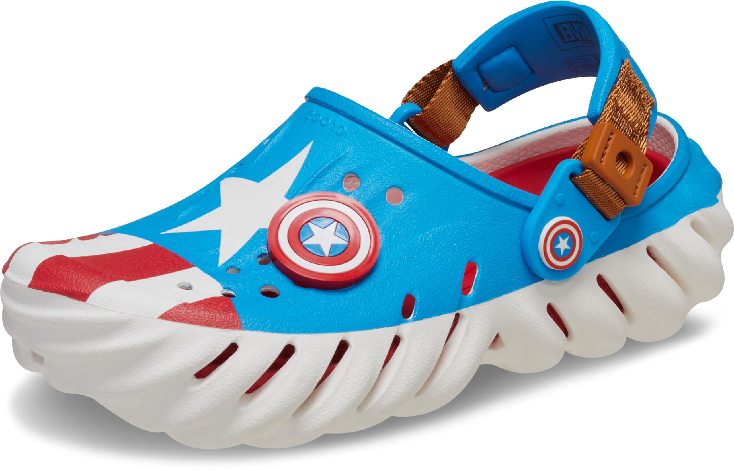 Crocs Unisex-Child Marvel Captain America Echo Clogs | Lightweight Comfortable Kids Water Shoes | Perfect for Pool, Beach & Outdoor Play