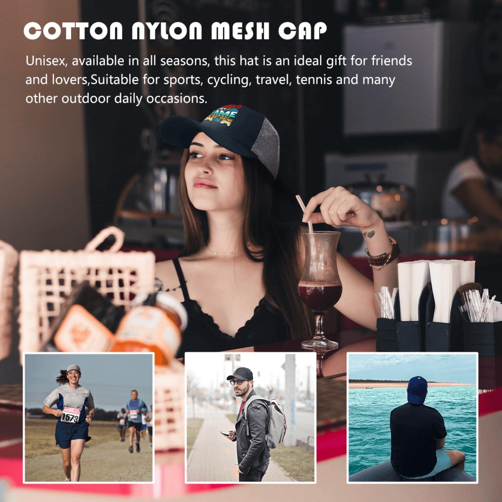 Funny Gaming Trucker Hat for Men - I Paused My Game to Be Here - Quick Dry Summer Baseball Cap for Outdoor Activities, Sports & Casual Wear