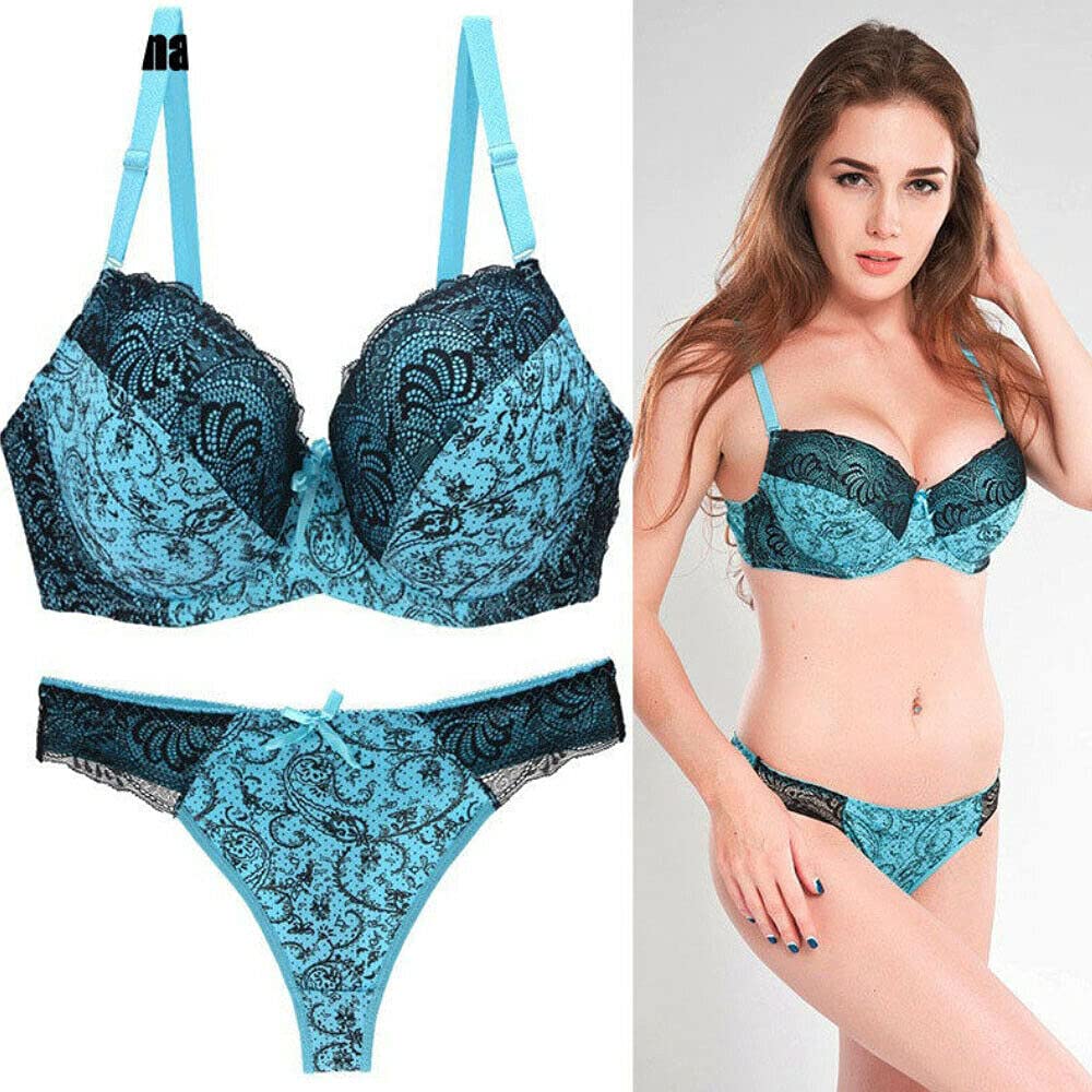 Women's Push Up Padded Bra & Thong Lingerie Set - Sexy Comfortable Underwear for Everyday Wear & Special Occasions