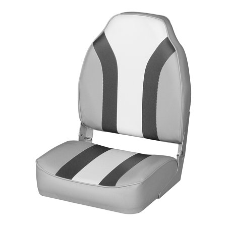 8WD1062LS 975 Classic High Back Fishing Boat Seat - Gray Charcoal & White - Comfortable Marine Chair for Boating, Angling & Outdoor Water Activities