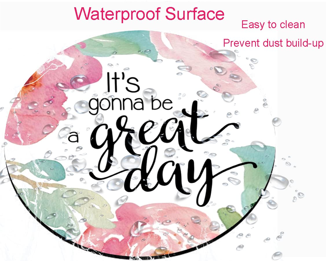 Floral Inspirational Quote Mouse Pad - Washable Round Non-Slip Rubber Base Computer Mouse Pad with Lycra Cloth for Wireless Mouse - Perfect for Office, Gaming & Home Workspace
