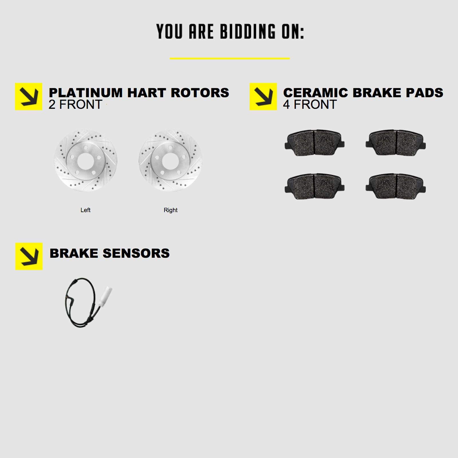 Hart Brakes Front Brake Pads and Rotors Kit - Ceramic Brake Pads with Premium Rotors | PHCF.34054.02 | Perfect for Sedans, SUVs & Trucks | Smooth Stopping Power for City & Highway Driving