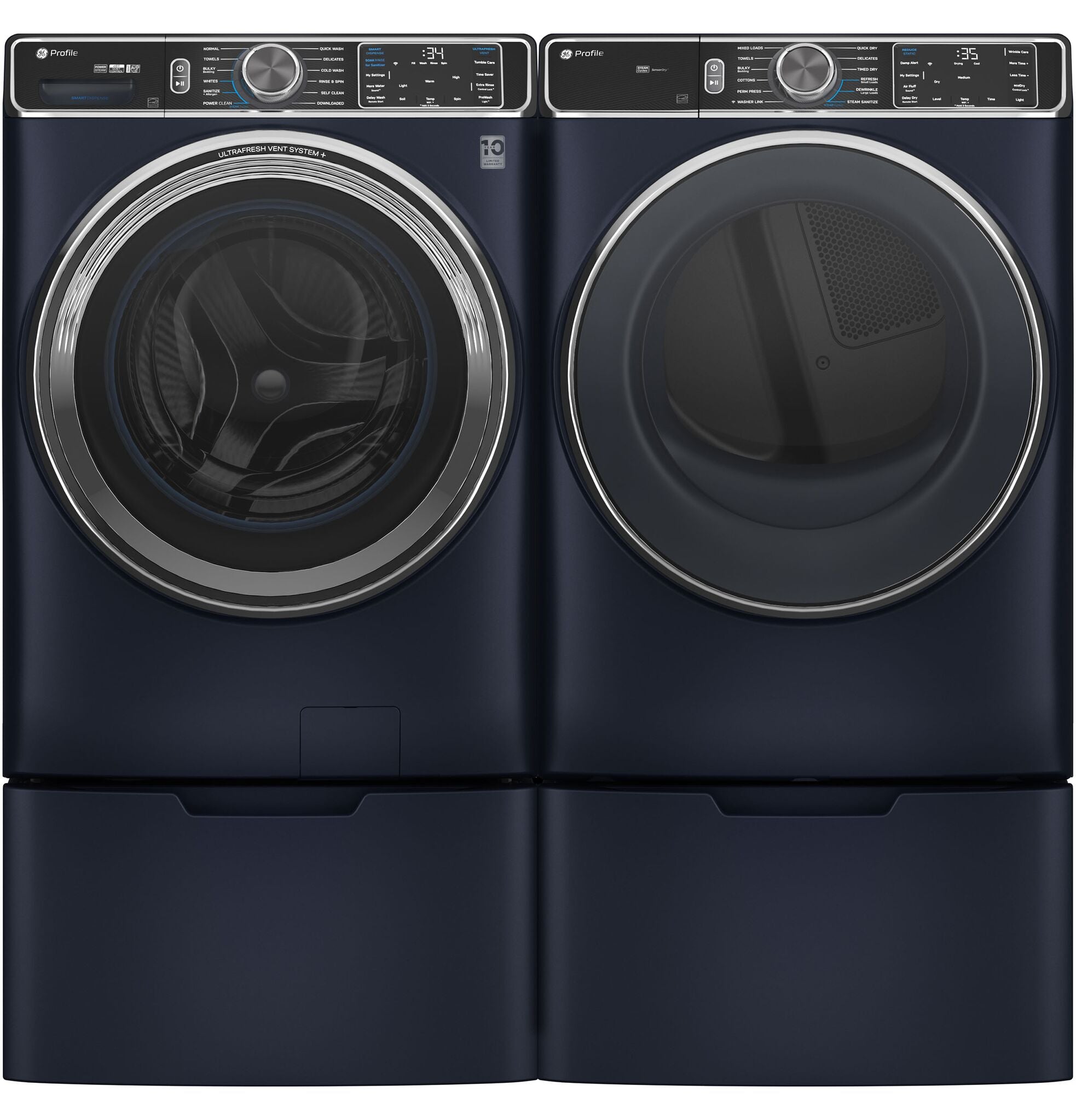 GE Profile Blue Sapphire Smart Steam Front Load Washer with SmartDispense (6.1 cu. ft) - Large Capacity Energy Efficient Laundry Machine for Home & Family - Perfect for Stubborn Stains, Baby Clothes & Heavy Loads