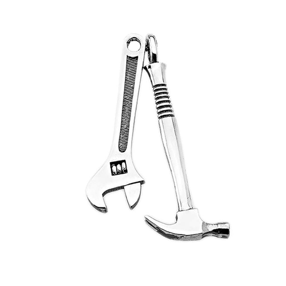 Unique Solid Sterling Silver Oxidized 3D Hammer & Wrench Tool Pendant Necklace for Men - Handmade Jewelry Gift for Mechanics, Engineers & DIY Lovers - Perfect for Work, Gifts & Everyday Wear