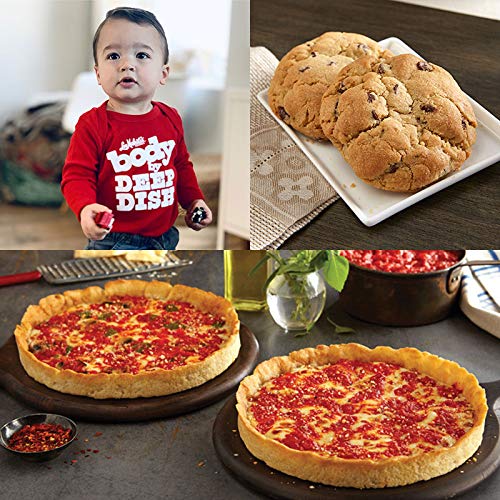 Carol's Cookies 2-Pack, Red Baby Onesie & Lou's Pizza Combo (1 Cheese, 1 Sausage) - Perfect for Gifts, Newborn Essentials & Family Pizza Night