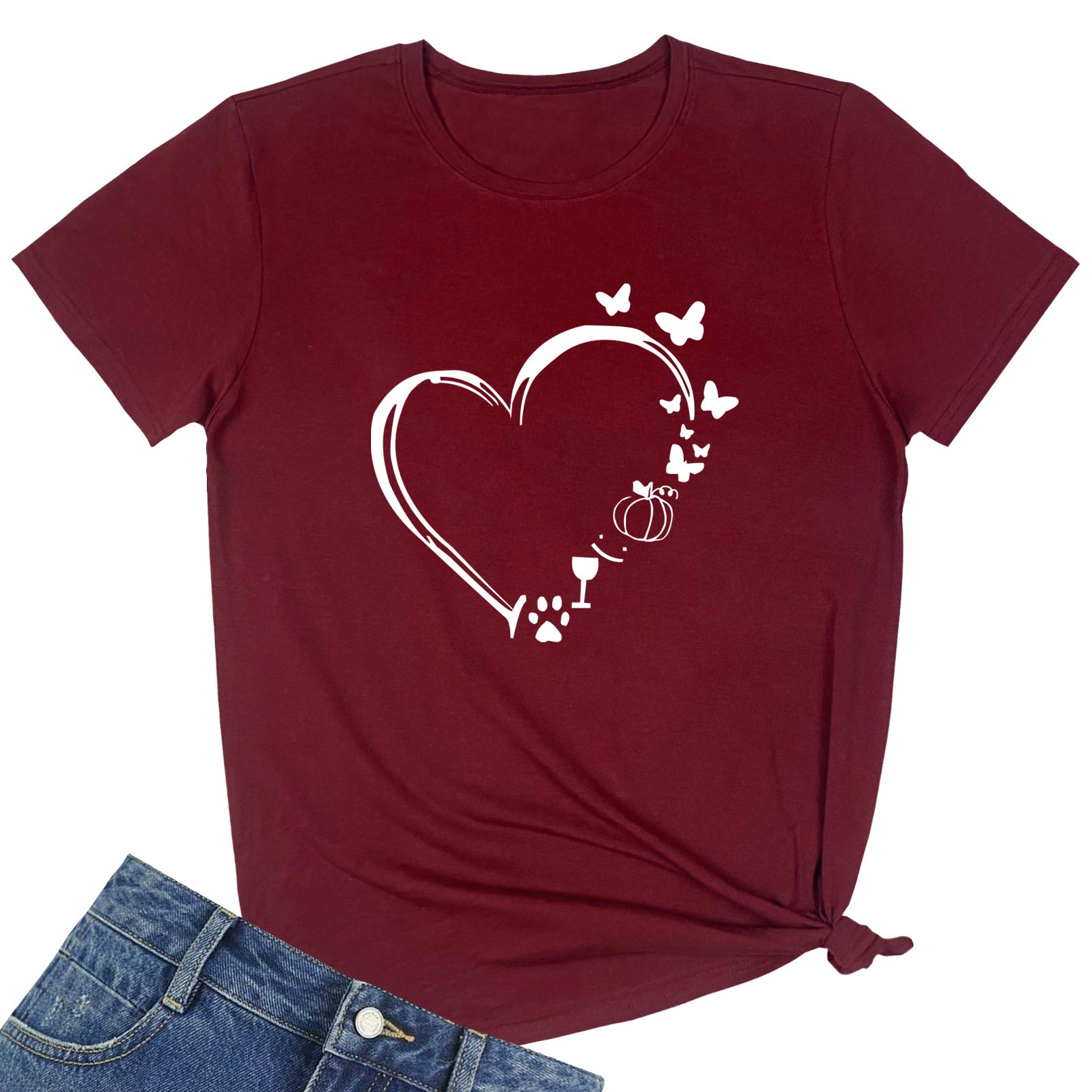 BLACKMYTH Women's Casual Graphic Cute Tee Shirts - Trendy Short Sleeve Tops for Everyday Wear, Street Style & Summer Outfits