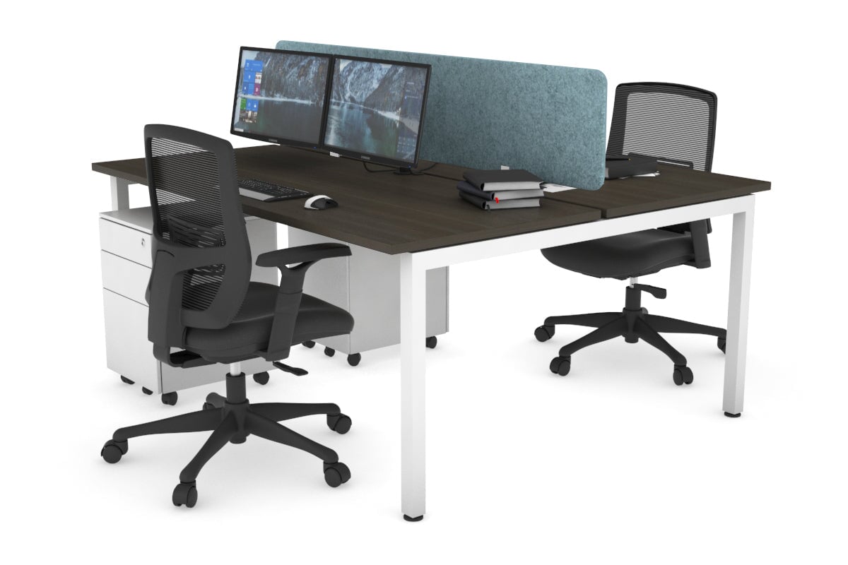 Quadro Square Legs 2 Person Office Workstation Desk - 1200L x 700W Modern Shared Workspace Solution for Home & Business Offices