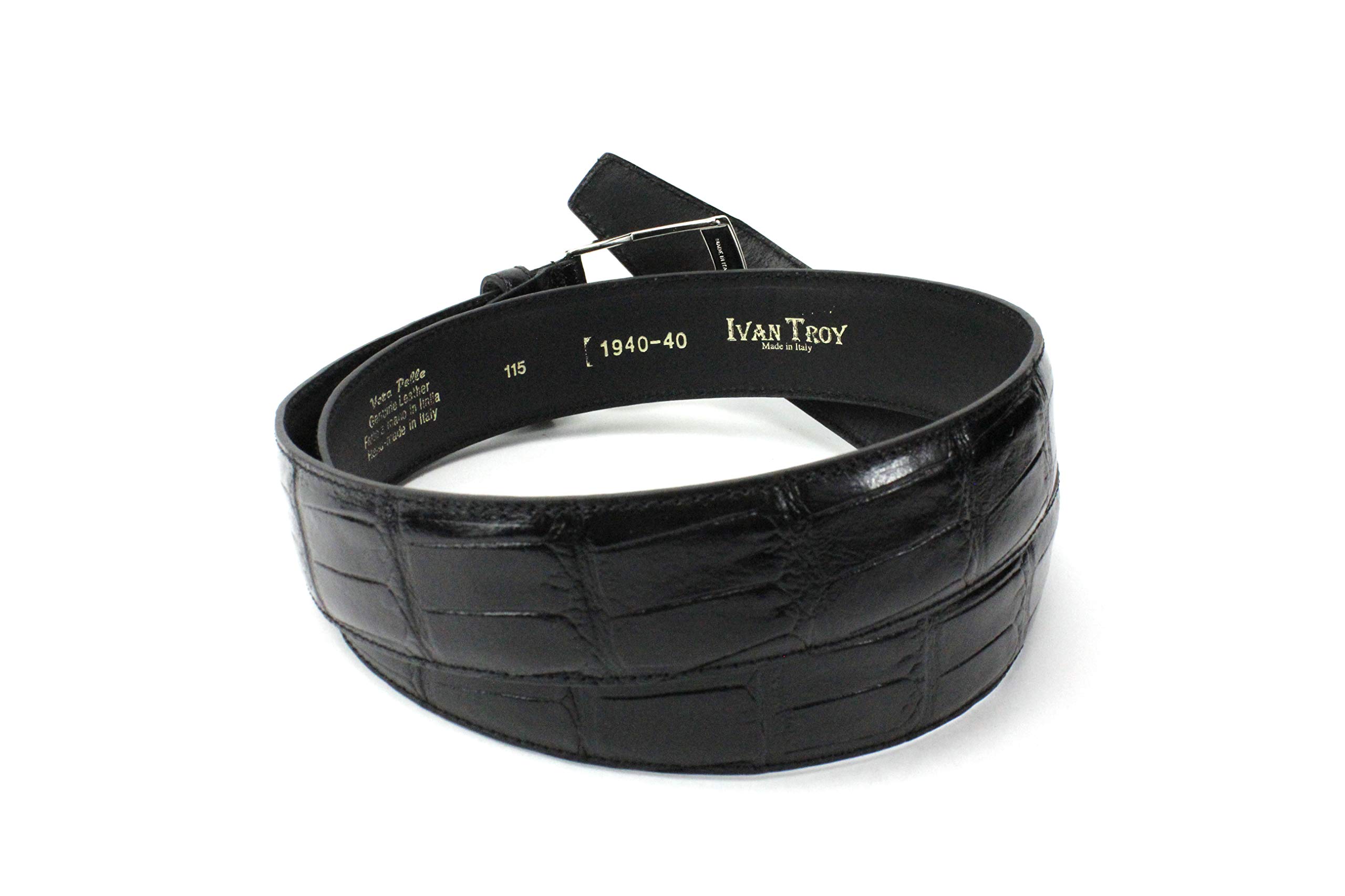 Premium Ivan Troy Men's Italian Leather Embossed Crocodile Dress Belt - 1.57