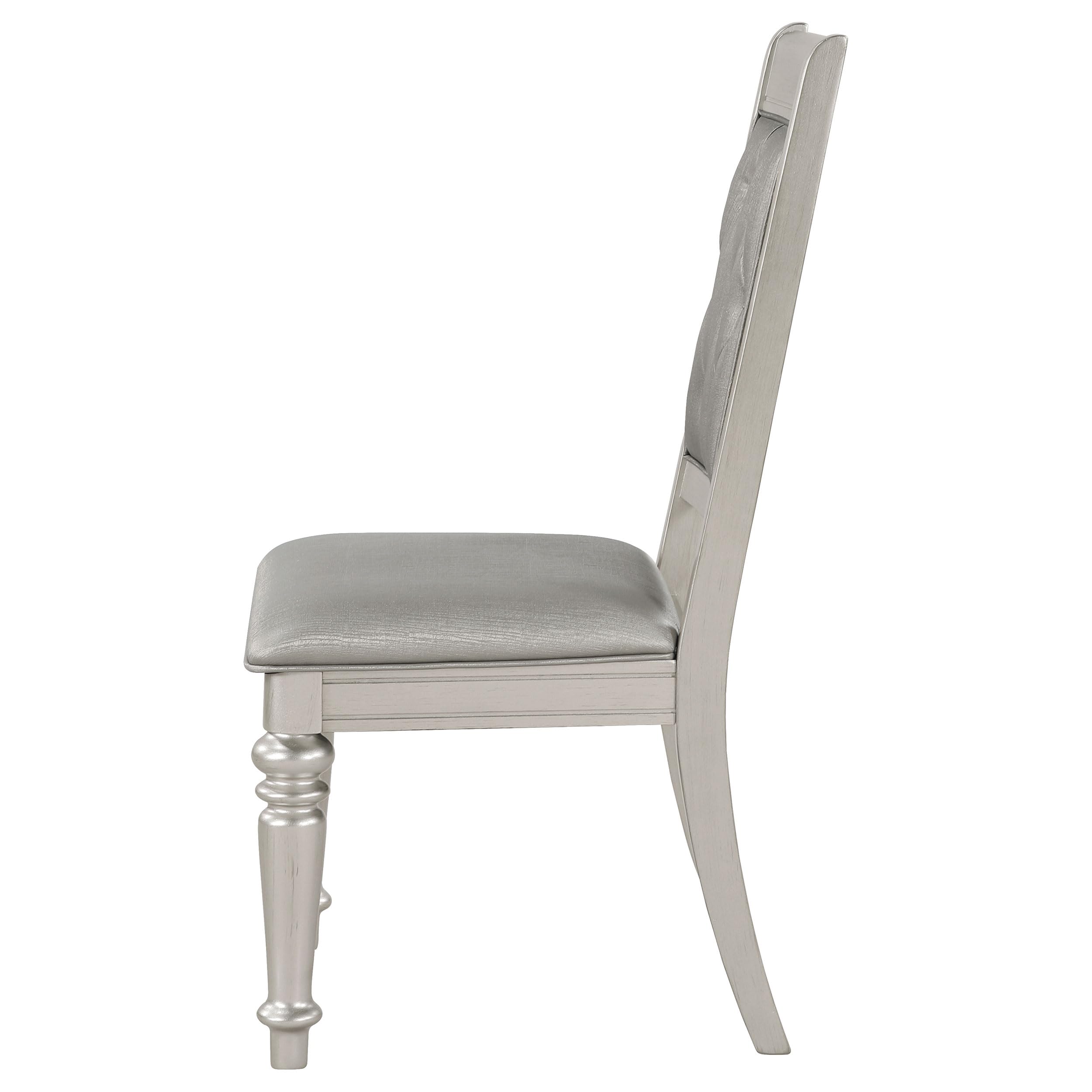 Danette Upholstered Side Chairs with Tufted Back - Set of 2 Metallic Platinum Dining Chairs by Coaster Furniture | Perfect for Dining Room, Kitchen, or Home Office