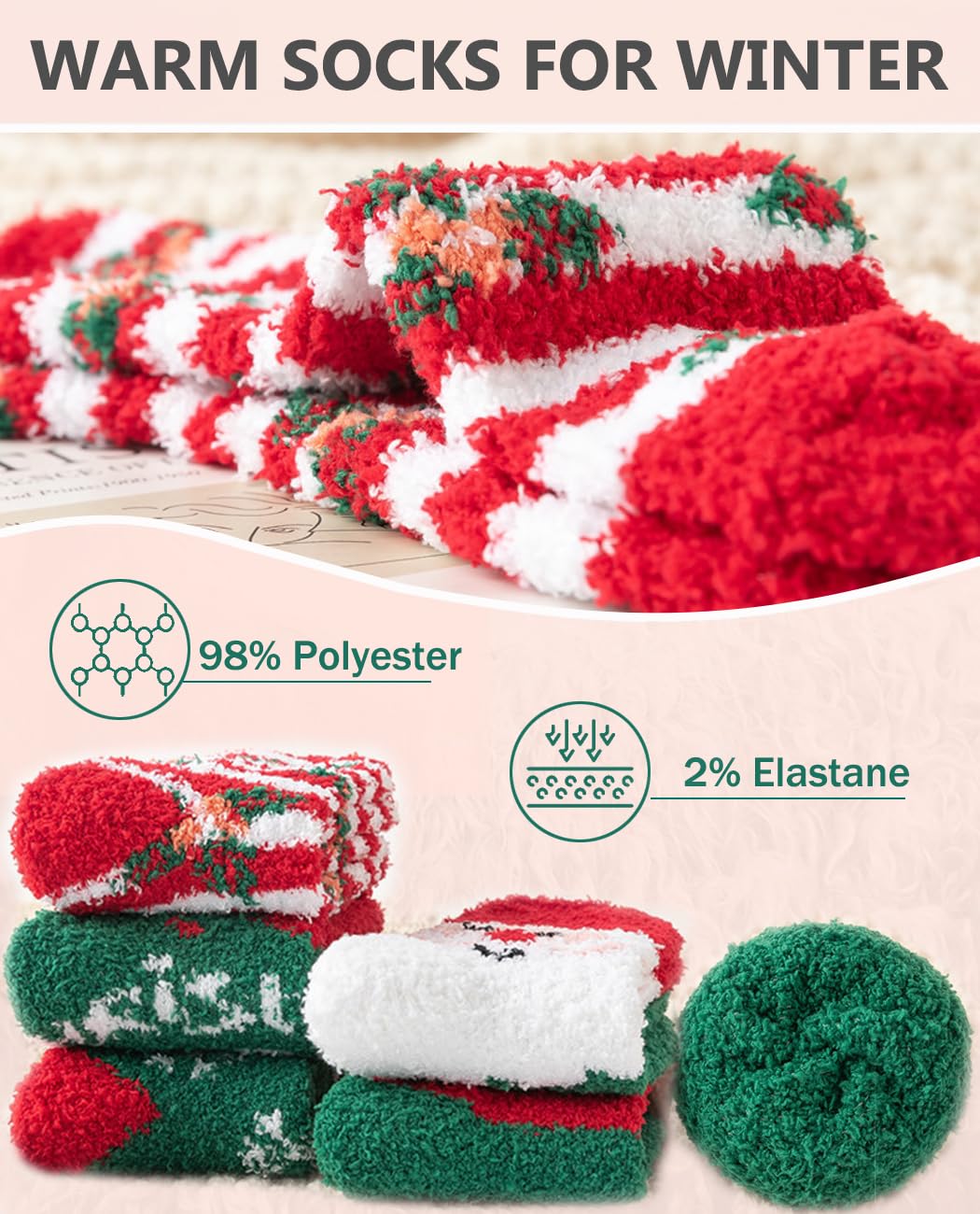 5 Pairs Women's Thermal Winter Socks - Thick Wool Knit Bed Socks for Ladies - Warm Cozy Christmas Gifts for Her - Perfect for Cold Weather & Indoor Comfort